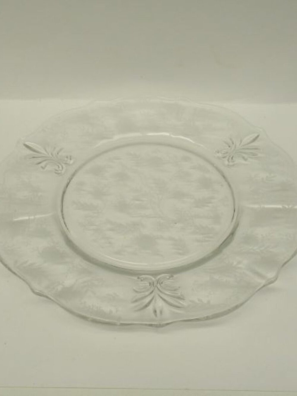 Fostoria Elegant Glass Crystal Clear Etched CHINTZ 9 1/2 Inch Dinner Plate